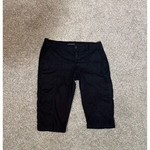 Old Navy Womens Black Mid Rise Cargo Capri Pants Size 10 Stretch Utility